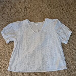 Draper James White Eyelet Blouse